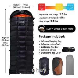 0? 20? Down Sleeping Bag Regular(Fits up to 6'0'') Black/0? /Right Zipper+Liner