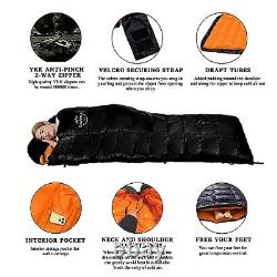 0? 20? Down Sleeping Bag Regular(Fits up to 6'0'') Black/0? /Right Zipper+Liner