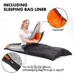 0? 20? Down Sleeping Bag Regular(Fits up to 6'0'') Black/0? /Right Zipper+Liner