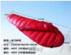 1800g-3000g Duck Down Thermal Mummy Sleeping Bag 0°to-45°C Winter Camping Hiking