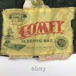 1960s Vintage COMFY Down Filled Sleeping Bag Seattle Quilt Mfg Co. 31 x 80