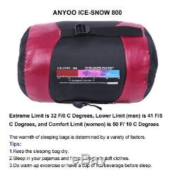Anyoo 800 Fill Power Goose Down Sleeping Bag Lightweight Waterproof 32f Outdoor