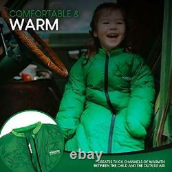 Big Mo 20 Kids Sleeping Bag (Ages 2-4), The Lightest, Warmest Down Green