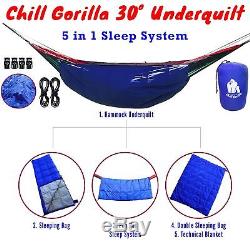 CHILL GORILLA 30°F DOWN UNDERQUILT, SLEEPING BAG, & POD SYSTEM for Hammock &