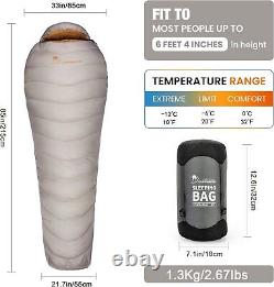 Down Fill Sleeping Bag for Adults Ultralight Backpacking Sleeping Bag Comfo