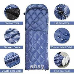Down Sleeping Bag, 41 Degree F 600 Fill Power Cold Weather Rectangle Blue