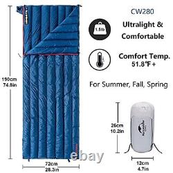 Down Sleeping Bag 800 Fill Power Lightweight Compact For Backpacking Camping Hik