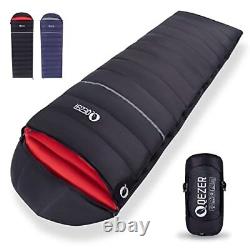 Down Sleeping Bag for Adults 0 Degree 600 Fill Power Black & Red (Right Zip)