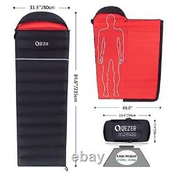 Down Sleeping Bag for Adults 0 Degree 600 Fill Power Black & Red (Right Zip)