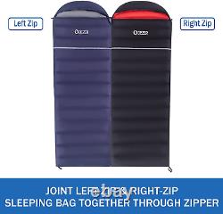 Down Sleeping Bag for Adults 0 Degree 600 Fill Power Black Red Right Zip