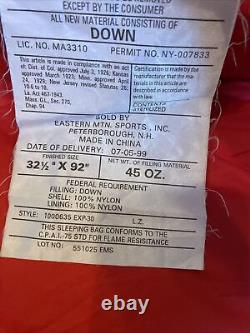 EMS EXP -30°F Down Sleeping Bag LH VGUC