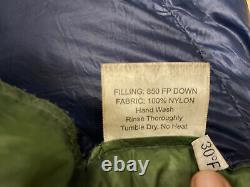 Enlightened Equipment Itasca 30 degrees 850 fill down quilt blue green patched
