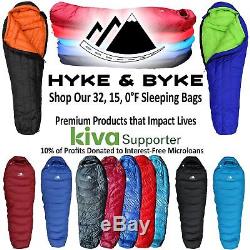 Hyke & Byke Eolus 0°F 800-Fill Down Ultralight Sleeping Bag for Backpacking, NEW