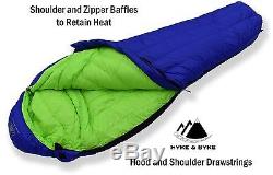 Hyke & Byke Eolus 15°F Sleeping Bag 800 Fill Power Down for Backpacking, NEW