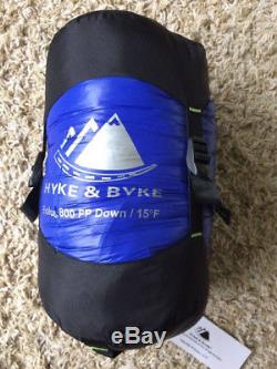 Hyke & Byke Eolus 800 Fill 15°F Ultralight Goose Down Sleeping Bag -Blue/Green