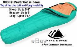 Hyke & Byke Eolus 800 Fill Power 0°F Ultralight Goose Down Sleeping Bag