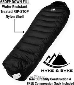 Hyke Byke Quandary 15 Degree F 650 Fill Power Hydrophobic Down Sleeping Bag wi