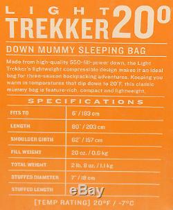 KELTY Light Trekker 20 Degree Down Fill MUMMY SLEEPING BAG Right Zip NEW