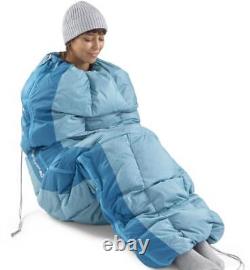 Long AQUA SEA BLUE Traveller 45F Down Sleeping Bag