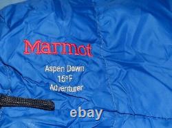 Marmot ASPEN Down 15° ADVENTURER Sleeping Bag Unisex 82x31 Withstash pocket LZip