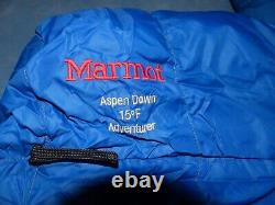 Marmot ASPEN Down 15° ADVENTURER Sleeping Bag Unisex 82x31 Withstash pocket LZip