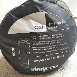 Marmot Goose Down Sleeping Bag -20°F COL Long Size 6'6 800+Fill Power New $740