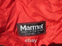 Marmot Gore Tex 100% Goose Down Long Sleeping Bag Red with Storage Bag USA EUC