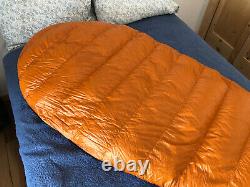 Marmot Lithium 900 Goose Down Sleeping Bag LONG Excellent Condition Orange/Black
