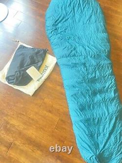 Marmot Mummy Wide Sleeping Bag Snow Goose Blue Green 6 Feet Long Storage Bag VTG