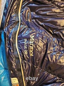 Marmot Phase 20 Long 6'6 Down 850 Arctic Navy Sleeping Bag WithOriginal Price Tag