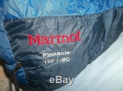 Marmot Pinnacle 15F Micro Fiber 800 fp Goose Down Sleeping Bag Regular Excellent