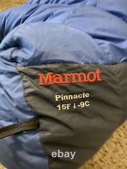 Marmot Pinnacle 800 Goose Down Fill 15 Degree Backpacking Sleeping Bag Left Zip