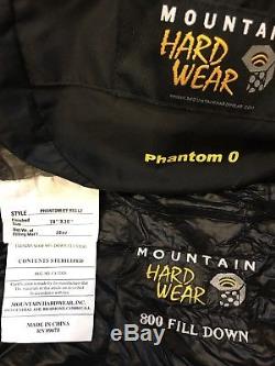 Mountain Hardwear 800 Fill Goose Down Sleeping Bag Phantom 0 Reg LZ 78 X 30