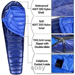 Mummy Sleeping Bag 20 Degree F, 750FP 95% Down, Backpacking & Camping