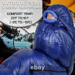 Mummy Sleeping Bag 20 Degree F, 750FP 95% Down, Backpacking & Camping