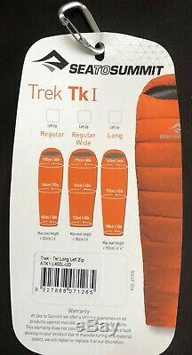 NEW Sea to Summit Trek Tk1 650+ Down Sleeping Bag LONG withCompression Sack