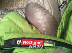 Nemo Equipment Nocturne Sleeping Bag Left Zip 15F -9c DownTek Long Green Gray