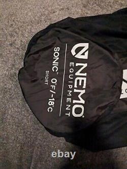 Nemo Sonic 0 Degree Down Mummy Sleeping Bag Camping Size Short New, Patched