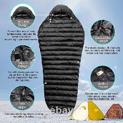 NewDoar Urltra-Light Camping Sleeping Bag White Goose Down for Hiking Tent, Black