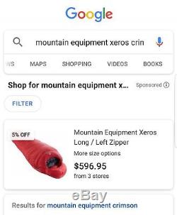 New Mountain Equipment Xeros 2018 Down Sleeping Bag. Retail $600