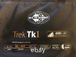 New open box Sea to Summit Trek Tk I Sleeping Bag 650 Fill Regular Right
