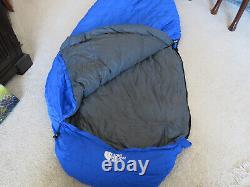North Face Blue Kazoo, Long -Sleeping Bag-Down-Excellent Condition-stuff sack