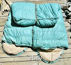 Pair Of 1960s Down Mummy Sleeping Bags Zip Together 5 Pounds Each