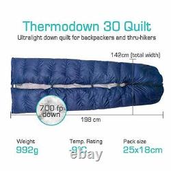 Paria Outdoor Products Thermodown 30 Degree Down Sleeping Full Body Quilt