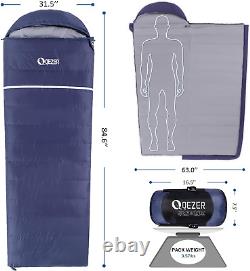 QEZER down Sleeping Bag for Adults 0°F 10°F 17°F 26°F 32°F 600 Fill Power down S