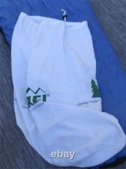 REI Goose Down Blue RH Sleeping Bag & Stuff Bag