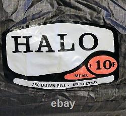 REI Halo 750 FP Goose Down 10F Sleeping Bag Mens Long Length Orange Black with Bag