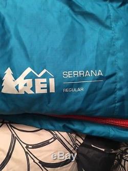 REI Serrana Womens 600 Fill Power Duck Down Teal Sleeping Bag WithStuff Sack