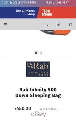 Rab Infinity 500 Sleeping Bag Jacket Down Fill Glanz Orange Nylon Rare Puffer