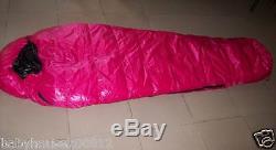 Shiny Gloss 420T/15D nylon mummy sleeping bag 1200g down wet-look warm pink new